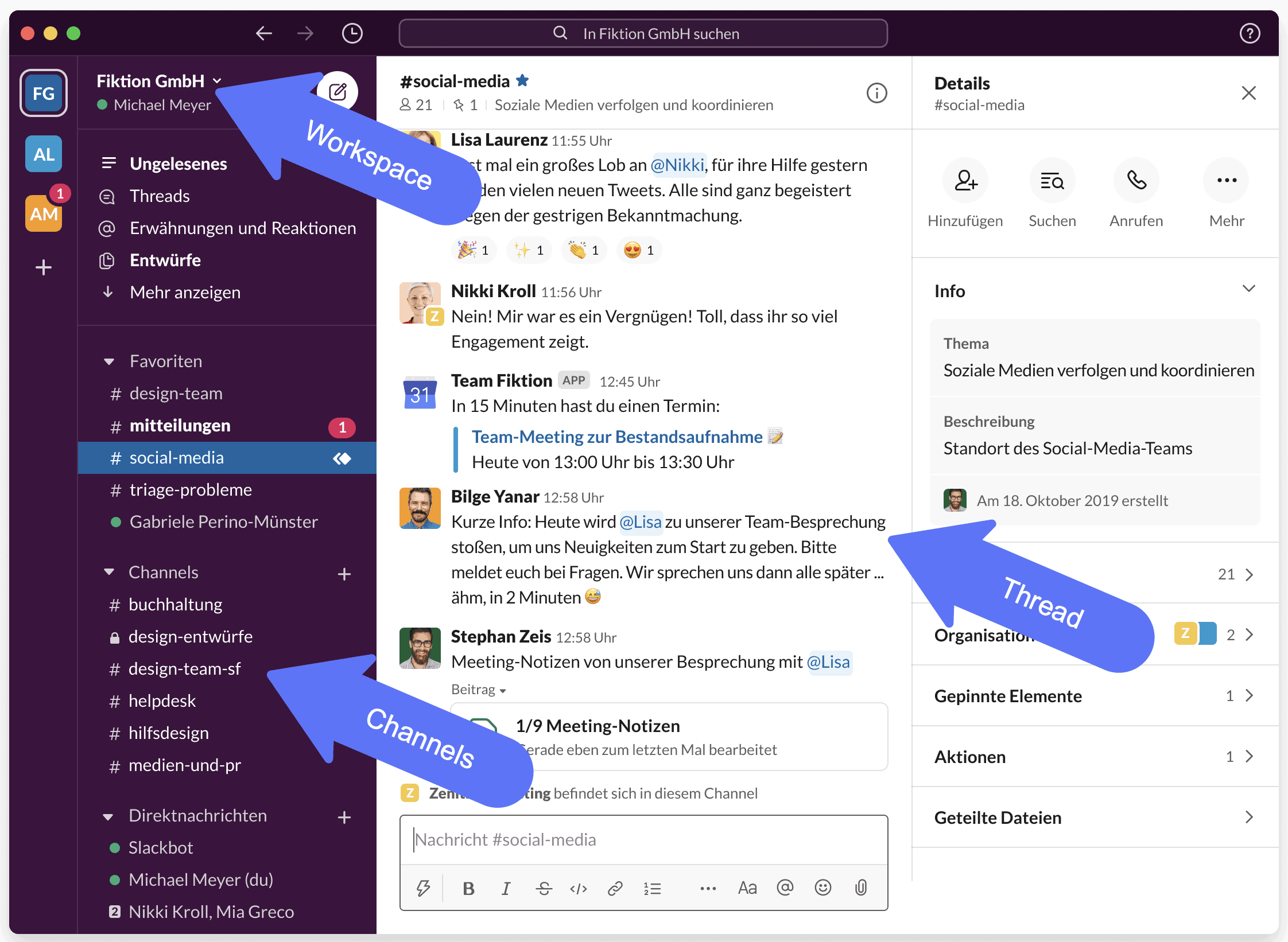 Slack-Struktur Struktur in Slack