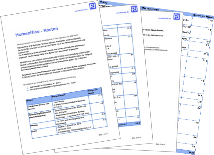 Was kostet - Material Was kostet das Homeoffice? - Material zum selber berechnen.